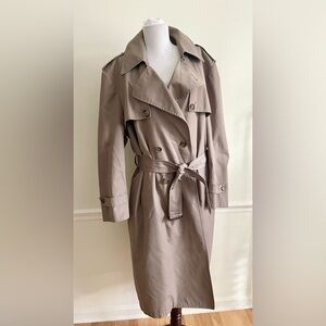 Vintage Khaki Grey Trench Coat Oversized Unisex Old Money Preppy Minimalist 44R